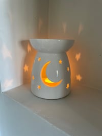 Image 1 of White star and moon cut out wax melt burner
