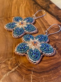 Image 2 of Forget-me-not Floral Beaded Earrings 