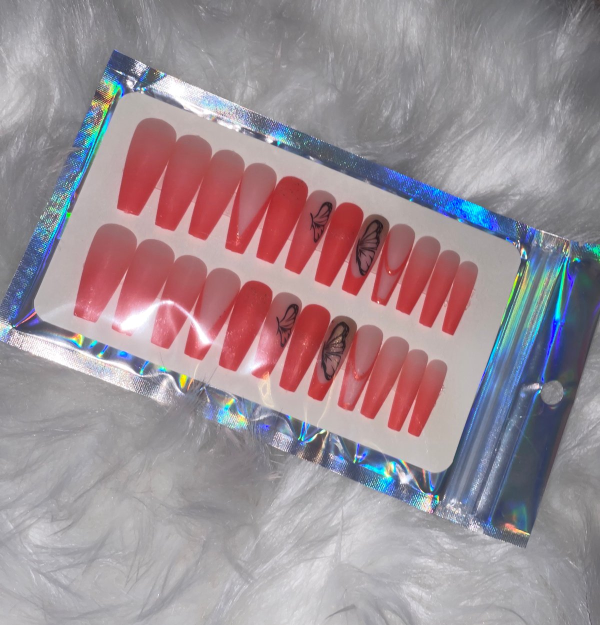 Image of Social Butterfly 1 Press on Set 🧡🧡🦋💅🏽