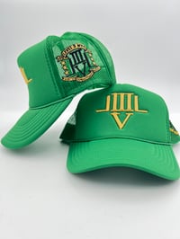 Image 4 of LVL3 NYC GREEN & GOLD TRUCKER HAT 