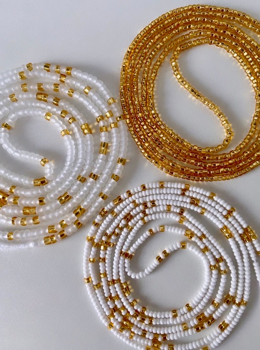 White and gold 2024 waist beads meaning