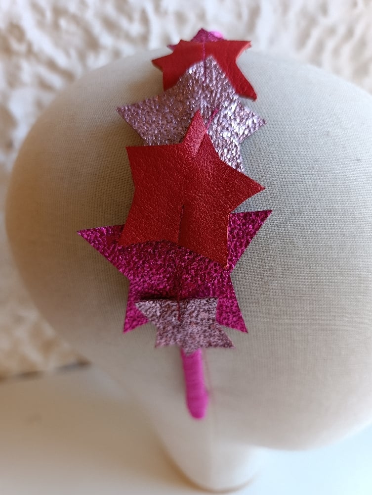 Image of Cerchietto stelle imperfette rosso/rosa