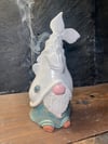 Speckled White and Sea Green Ceramic Decorative Fishing Gnome Incense Burner
