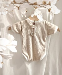 Image 1 of Neutral Newborn Photoshoot boys bodysuit Jasper  | beige and off white