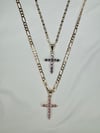 BESTIE PINK N PURPLE DIAMOND CROSS NECKLACE 