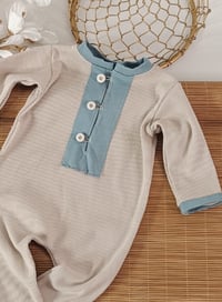 Image 2 of Newborn boys romper Alex | beige | dusty blue
