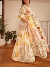 Image 4 of 'Meadow Lark' with Sleeves Mid-Century Vintage Rose Full Length Dress