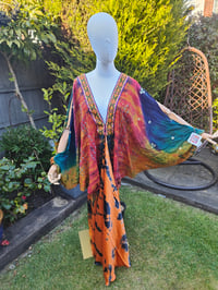 Image 1 of Wanderlust maxi dress Sari tie dye Red n Orange upto 8-18 uk
