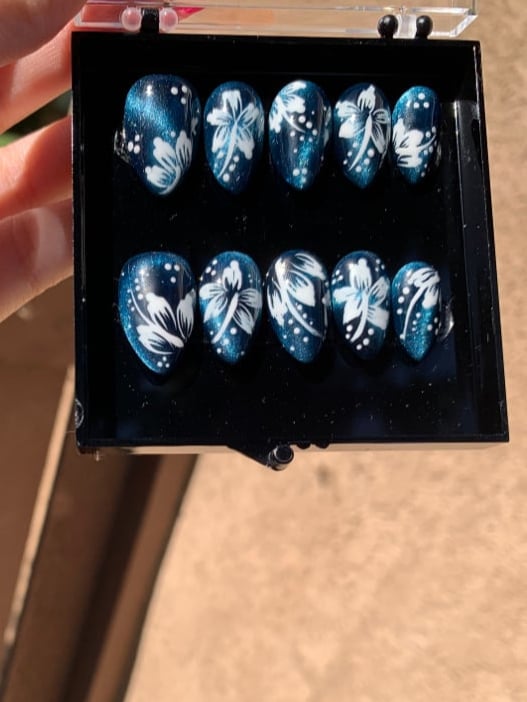 Image of Blue Hibiscus Nails