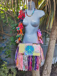 Image 1 of FRILL body cross Sari bag with ruffle -large detachable strap- Peace