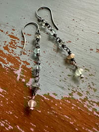 Image 1 of aquamarine boulder opal and prehnite earrings