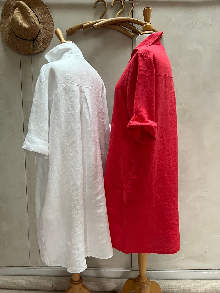 Image of Robe En Lin Daphné Coquelicot