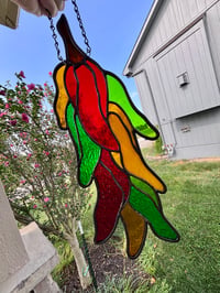 Image 5 of Large Stained Glass Chili Pepper Suncatcher - Handmade Southwestern Kitchen Window Hanging
