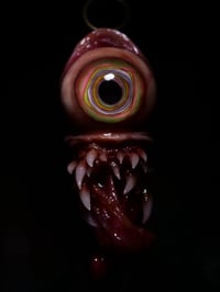 Image 6 of Color Burst Twisted tongue pendant, OOAK green purple orange blue Glow