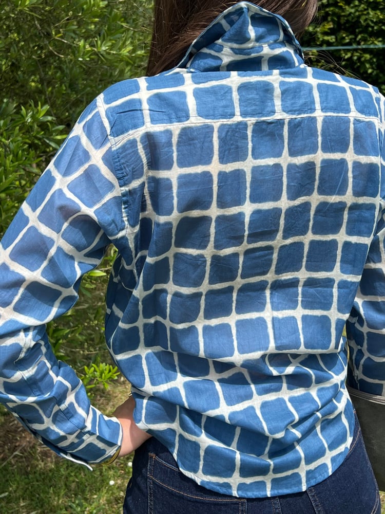 Image of Chemisier Carrés Bleu T1 - T2 - T3