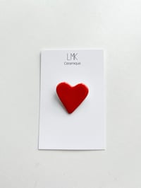 Broche cœur céramique rouge