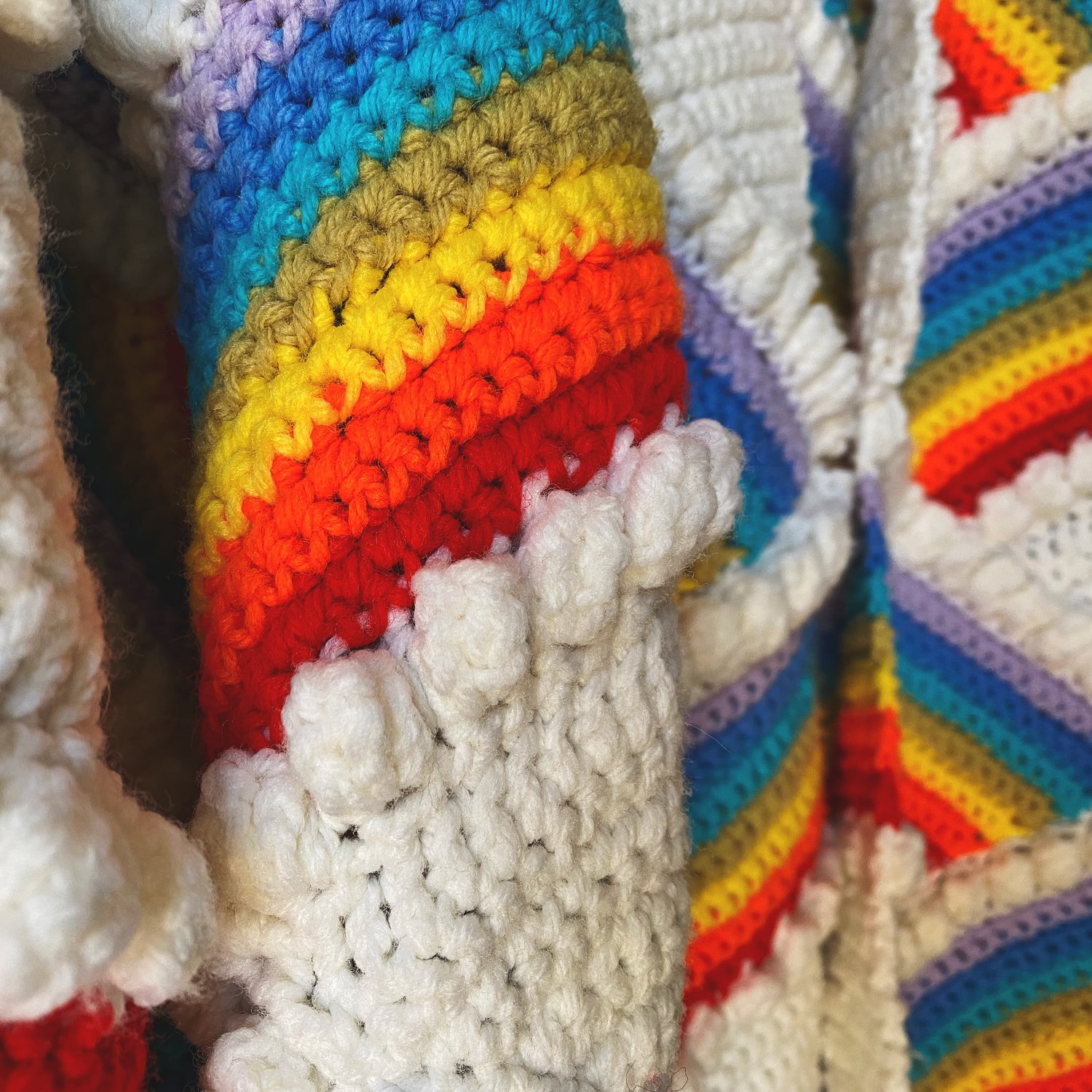 Image of Rainbows & Clouds Granny Sweater