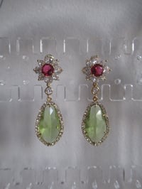 Image 1 of Kate Middleton Duchess of Cambridge Inspired Replikate Teardrop Green Ruby Red Crystal Earrings