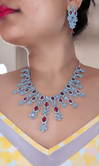 Image 2 of Gorgeous Big American Diamond Necklace Set