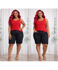 Image 3 of New 3X  (24W/26W) Terra & Sky Black Denim Shorts #643*1.5