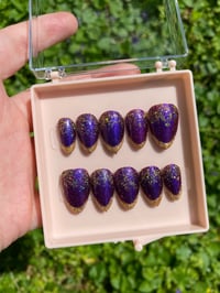 Image 2 of Purple and Gold Midnight Gel Nail Set