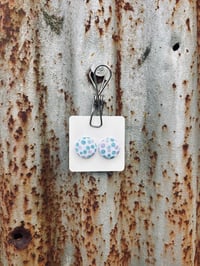 19mm ~ Blue and Purple Polka Dot Button Studs