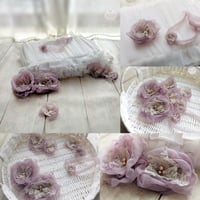 Image 1 of Photography set of flowers with headband - dusty purple