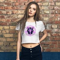 Image 1 of Goth Baphomet Goat Purple Kawaii Women’s Crop Tee