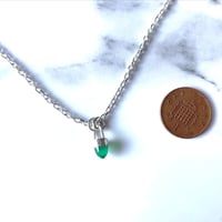 Image 3 of Handmade Sterling Silver Green Onyx Bullet Point Pendant 