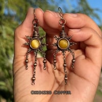 Image 5 of Golden Tigers Eye Sun Earrings with Dangles ☀️💛