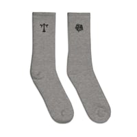 Image 2 of Embroidered socks Grey "Monogram / Scales 1"