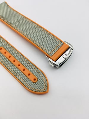 Image of 20mm-22mm grey/orange Nylon silicone Rubber Watch Strap Band,Omega seamaster Planet Ocean.