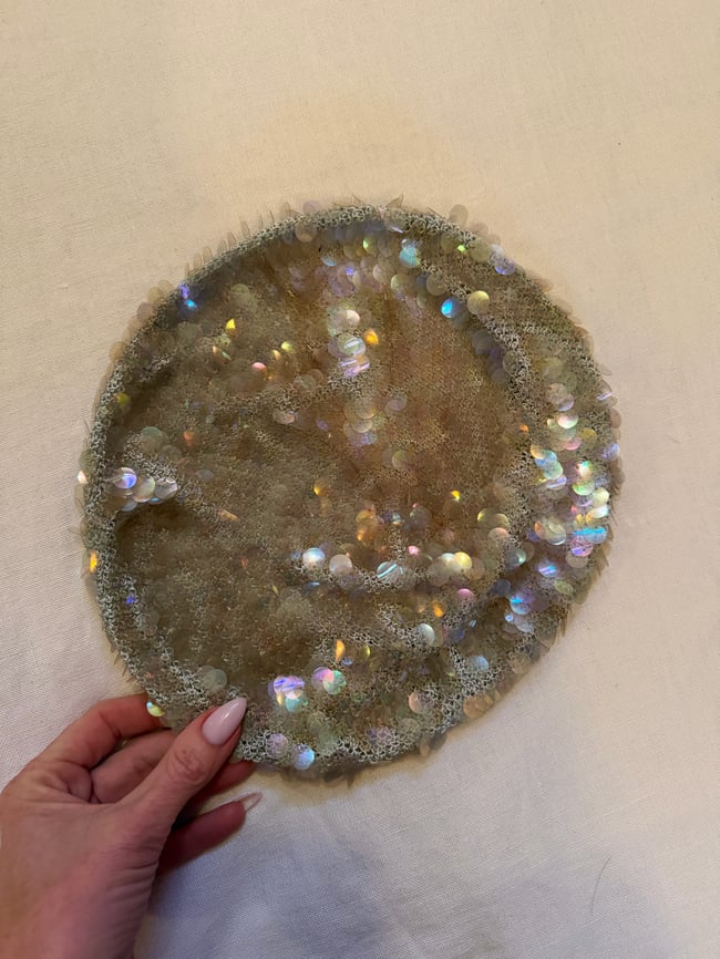 late 60s italian fine crochet slouch beret with paillettes