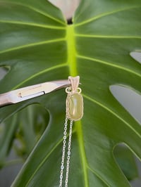 Image 1 of Silver Green Jade Rectangle Crystal Necklace