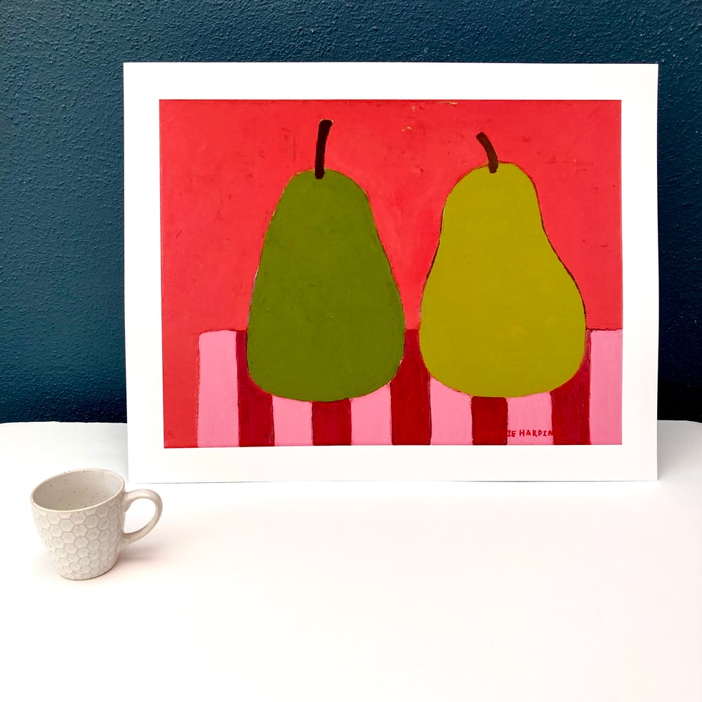 Image of Pears on Stripes giclee print