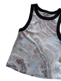 Image 4 of L Ladies Fitted Knit Contrast Tank in Muted Stone Geode Ice Dye