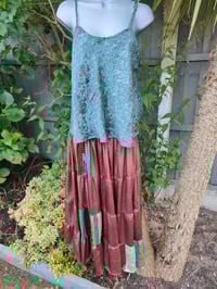 Image 7 of Zara Split Skirt- Jade Green and Brown