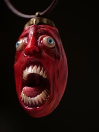 Image 13 of Berserk Egg of the King blood tears pendant, leather cord, brass hardware, OOAK