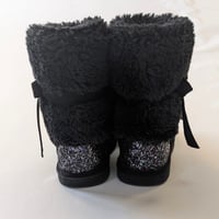 Image 4 of Cozy Black Kids Boots with Glitter Accents