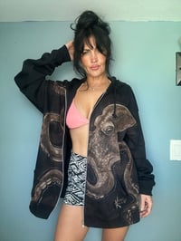 Image 3 of “WATER BABY” CUSTOM BLEACH PAINTED ZIP UP HOODIE XL