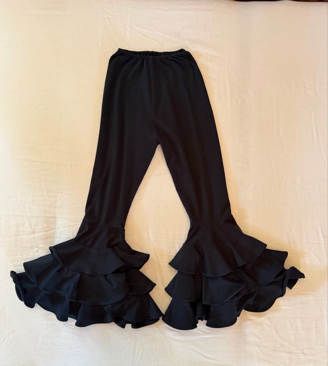 vintage OMO norma Kamali stretch ruffle flamenco pants trousers 