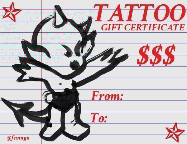 Image of TATTOO GIFT CERTIFICATE