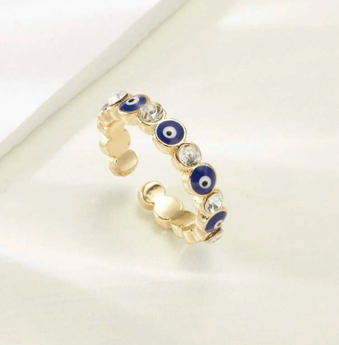 Evil eye cuff ring 