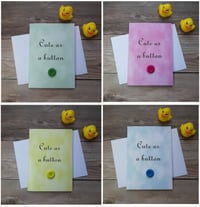 Image 1 of Cute As A Button Baby Card - printed