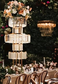 Image 2 of Glass Pendant 40″ Tall 5-Tier Gold Centerpiece