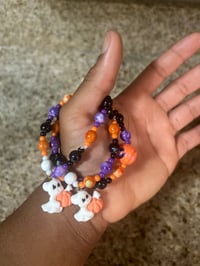 Image 3 of Halloween beaded bracelet with ghost charm 