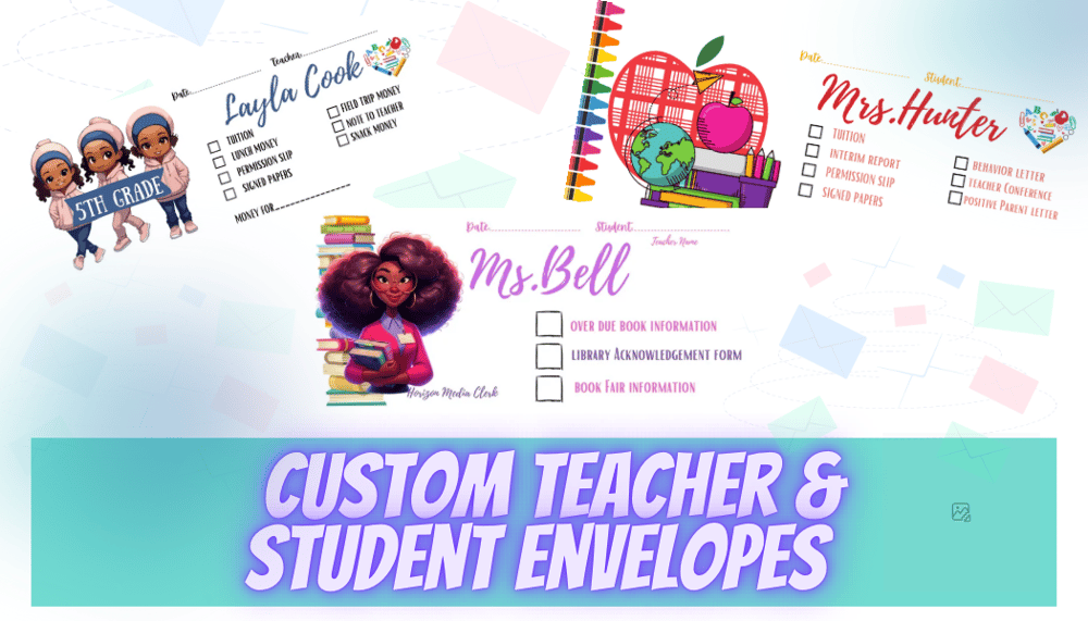 Image of Custom Envelope For Teachers & Students with Stickers 