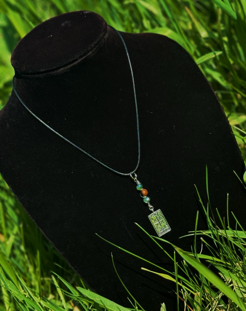 Image of "the World" Tarot Necklace w/ Tiger's Eye