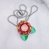 Image 3 of Petal to the Metal Capture Crystal Rose Pendant