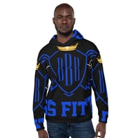 Image 1 of BOSSFITTED Black and Blue AOP Unisex Hoodie